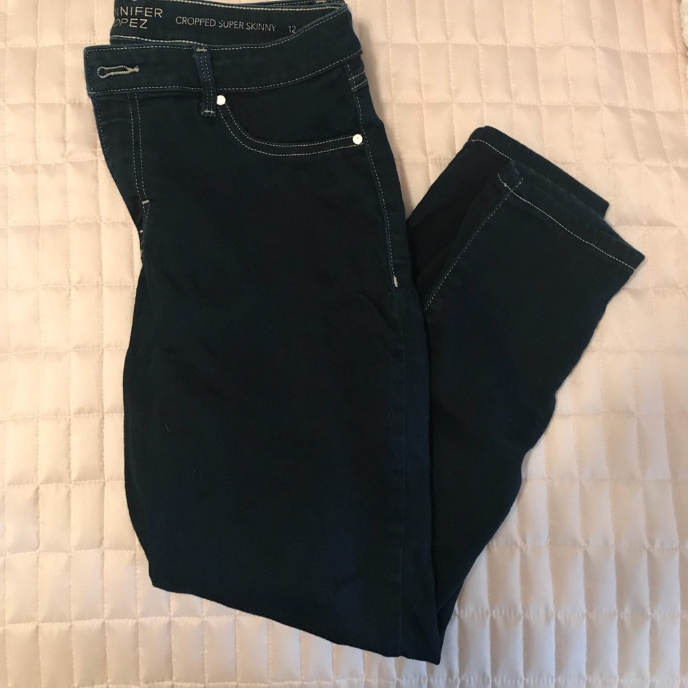 Cropped super skinny dark blue jeans